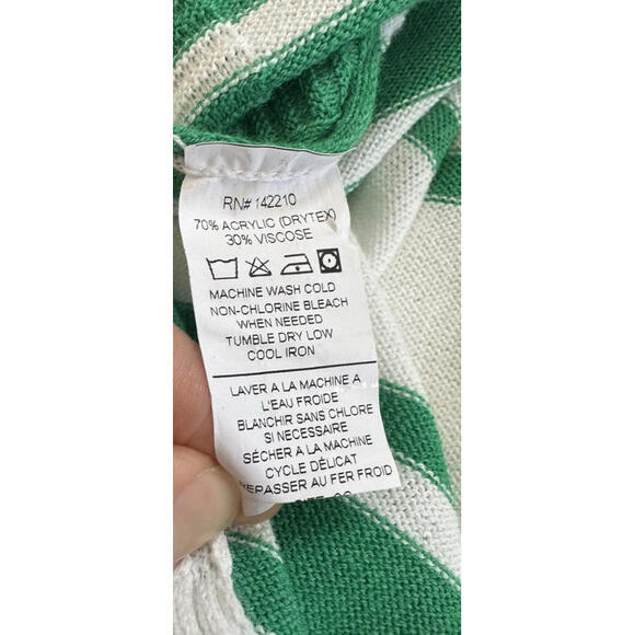 Mersea Catalina V Neck Sweater White Jade Striped Womens One Size Quiet Luxury - Picture 8 of 8